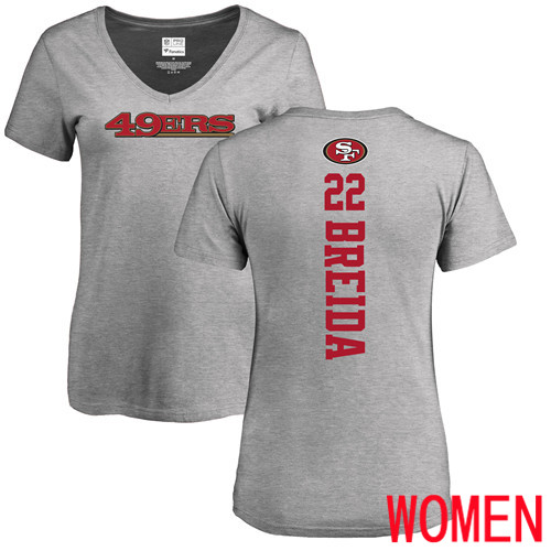 San Francisco 49ers Ash Women Matt Breida Backer #22 NFL T Shirt